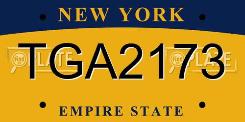 TGA2173 New York License Plate