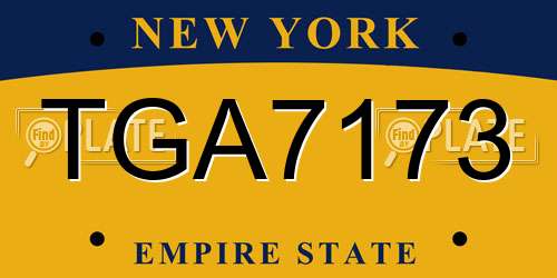 TGA7173 New York License Plate