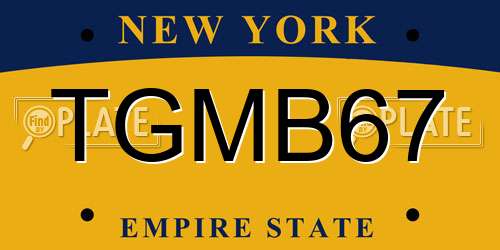 TGMB67 New York License Plate