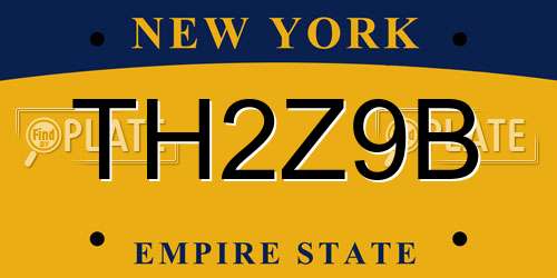 TH2Z9B New York License Plate