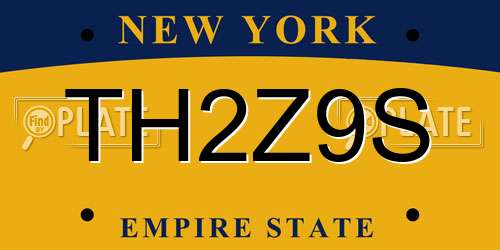 TH2Z9S New York License Plate