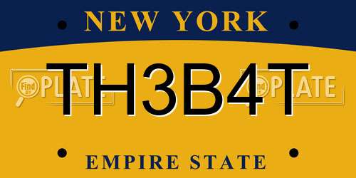 TH3B4T New York License Plate