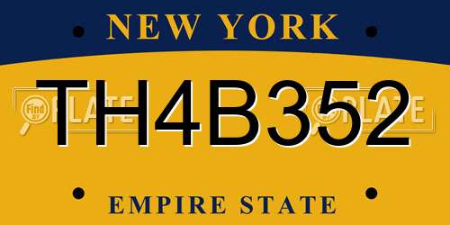 TH4B352 New York License Plate
