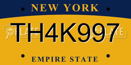 TH4K997 New York License Plate