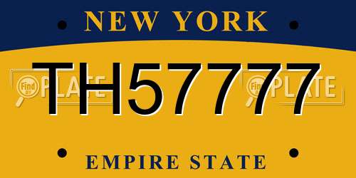 TH57777 New York License Plate