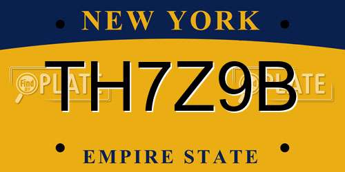 TH7Z9B New York License Plate