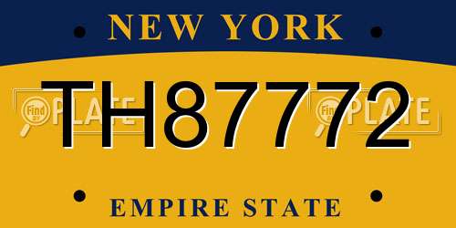 TH87772 New York License Plate