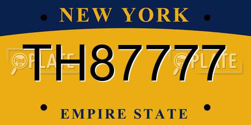 TH87777 New York License Plate