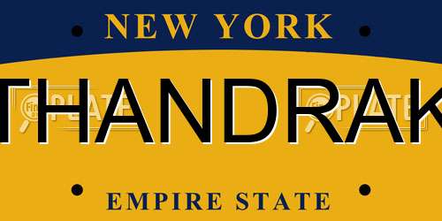 THANDRAK New York License Plate