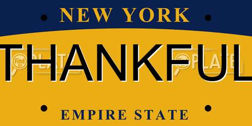 THANKFUL New York License Plate