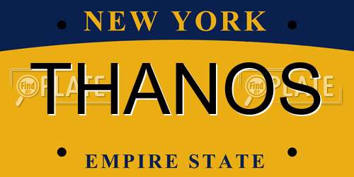 THANOS New York License Plate