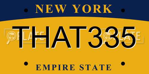 THAT335 New York License Plate