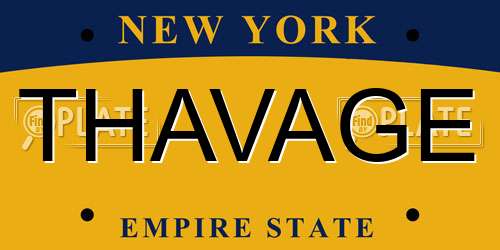 THAVAGE New York License Plate