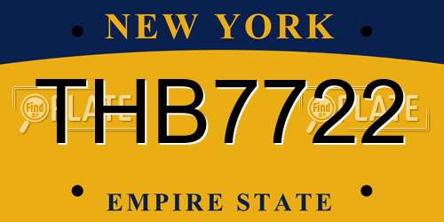 THB7722 New York License Plate