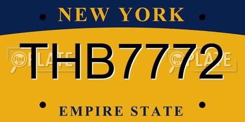 THB7772 New York License Plate