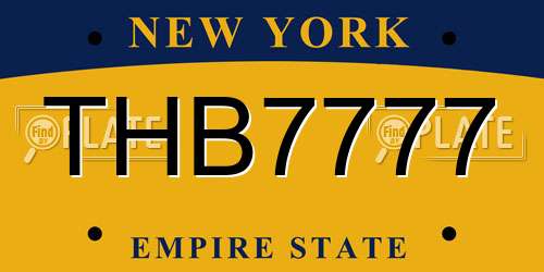THB7777 New York License Plate