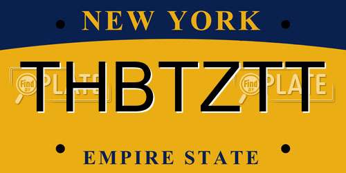 THBTZTT New York License Plate