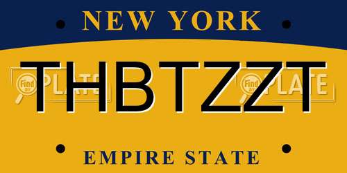 THBTZZT New York License Plate