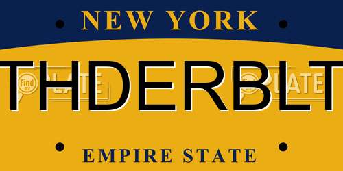 THDERBLT New York License Plate