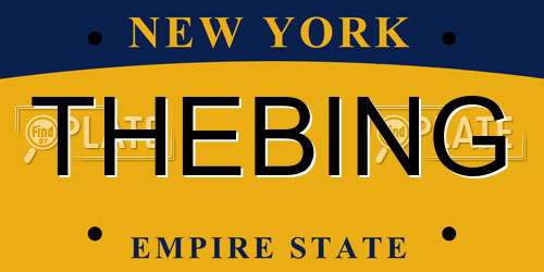 THEBING New York License Plate