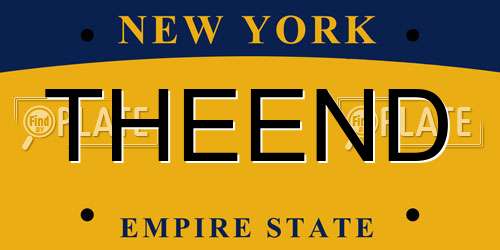 THEEND New York License Plate