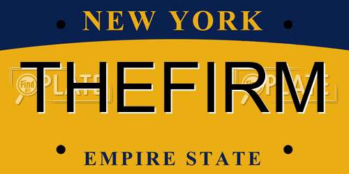 THEFIRM New York License Plate