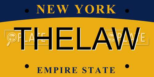 THELAW New York License Plate