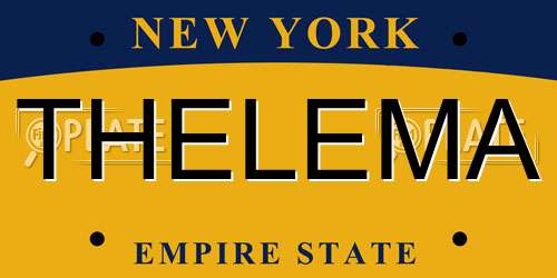 THELEMA New York License Plate