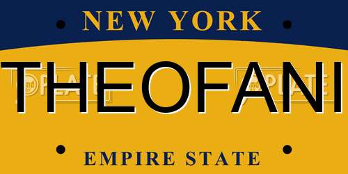 THEOFANI New York License Plate
