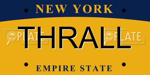 THRALL New York License Plate