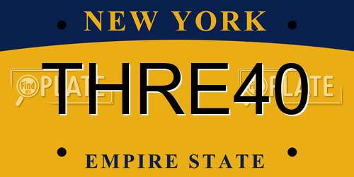 THRE40 New York License Plate