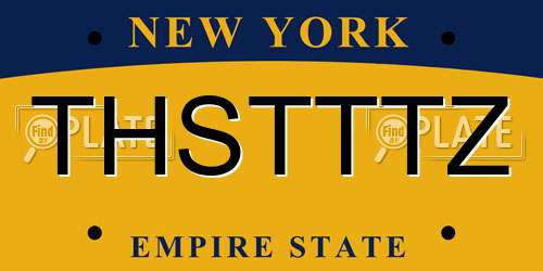 THSTTTZ New York License Plate