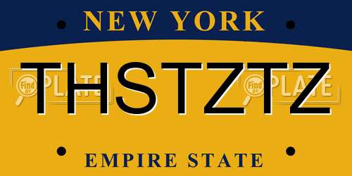 THSTZTZ New York License Plate