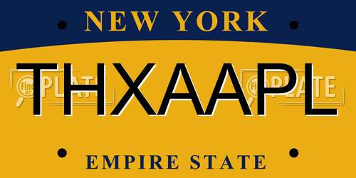 THXAAPL New York License Plate