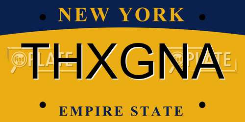 THXGNA New York License Plate