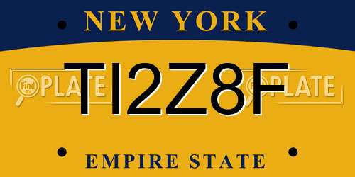 TI2Z8F New York License Plate