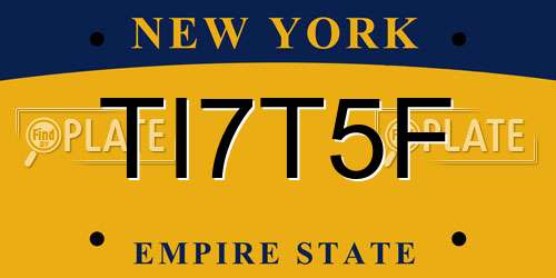 TI7T5F New York License Plate