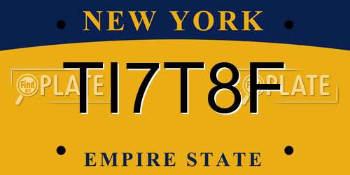 TI7T8F New York License Plate