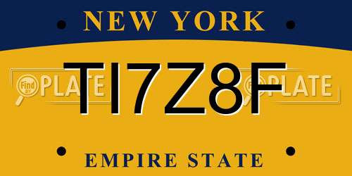 TI7Z8F New York License Plate