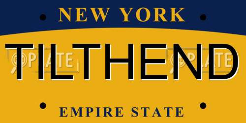 TILTHEND New York License Plate