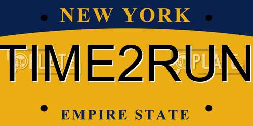 TIME2RUN New York License Plate