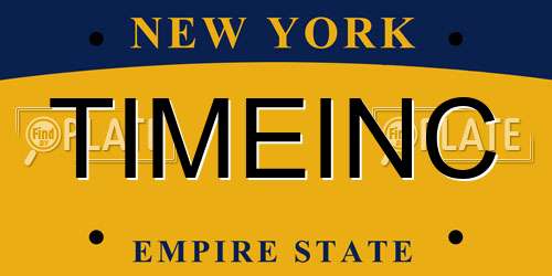 TIMEINC New York License Plate