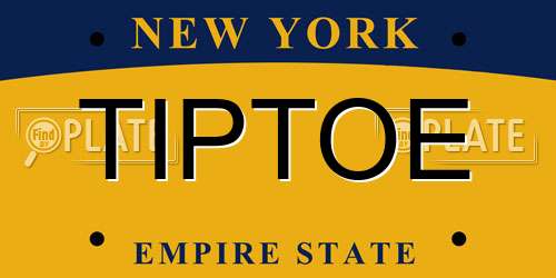 TIPTOE New York License Plate