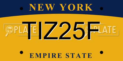 TIZ25F New York License Plate