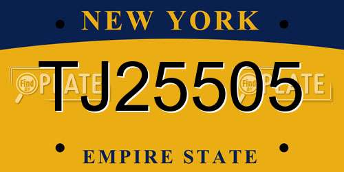 TJ25505 New York License Plate