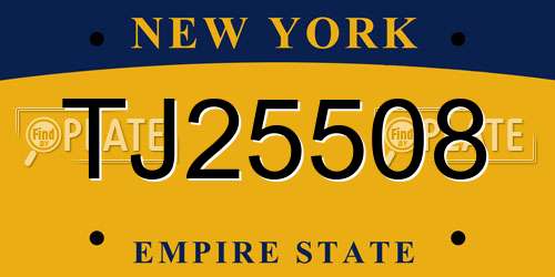 TJ25508 New York License Plate