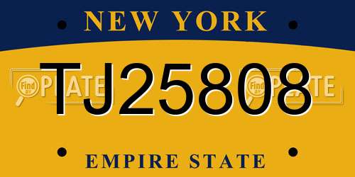 TJ25808 New York License Plate