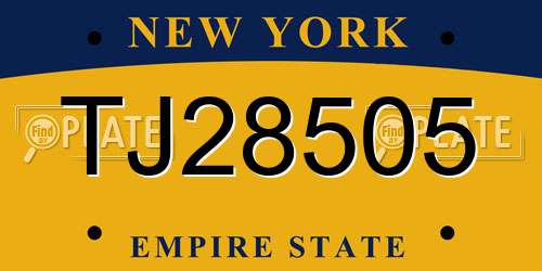 TJ28505 New York License Plate