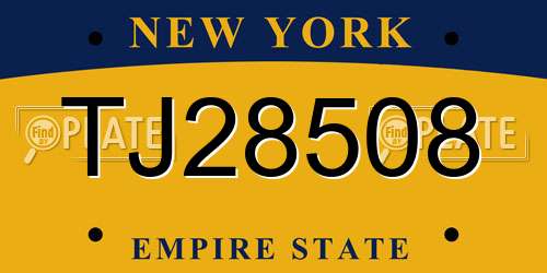 TJ28508 New York License Plate
