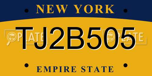 TJ2B505 New York License Plate